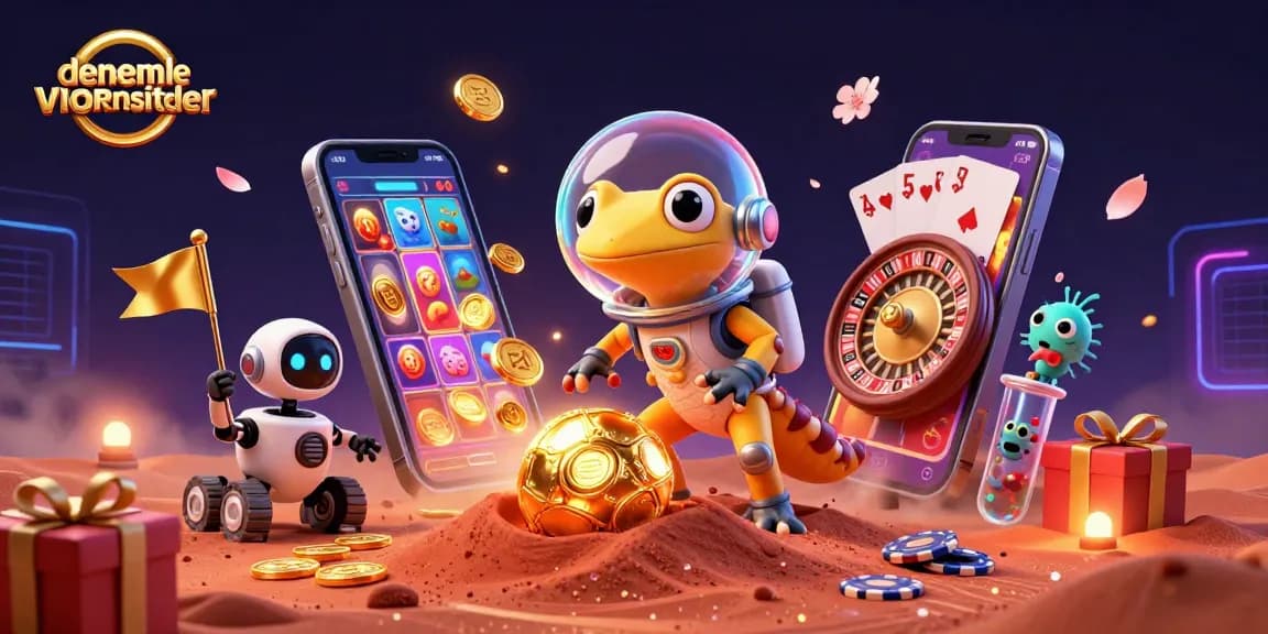 Experience denemebonusuverensiteler with a Martian gecko in a vibrant casino world filled with action and rewards.