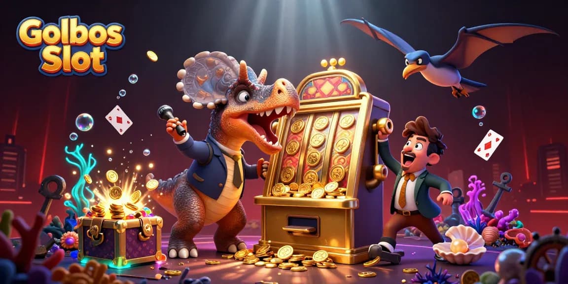 Experience Golbos Slot's thrilling jackpot action with vivid 3D characters surrounded by underwater treasures.