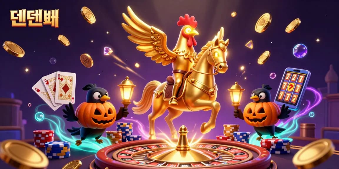 Experience the extravagance of 텐텐벳 with a golden rooster in a dynamic casino scene.