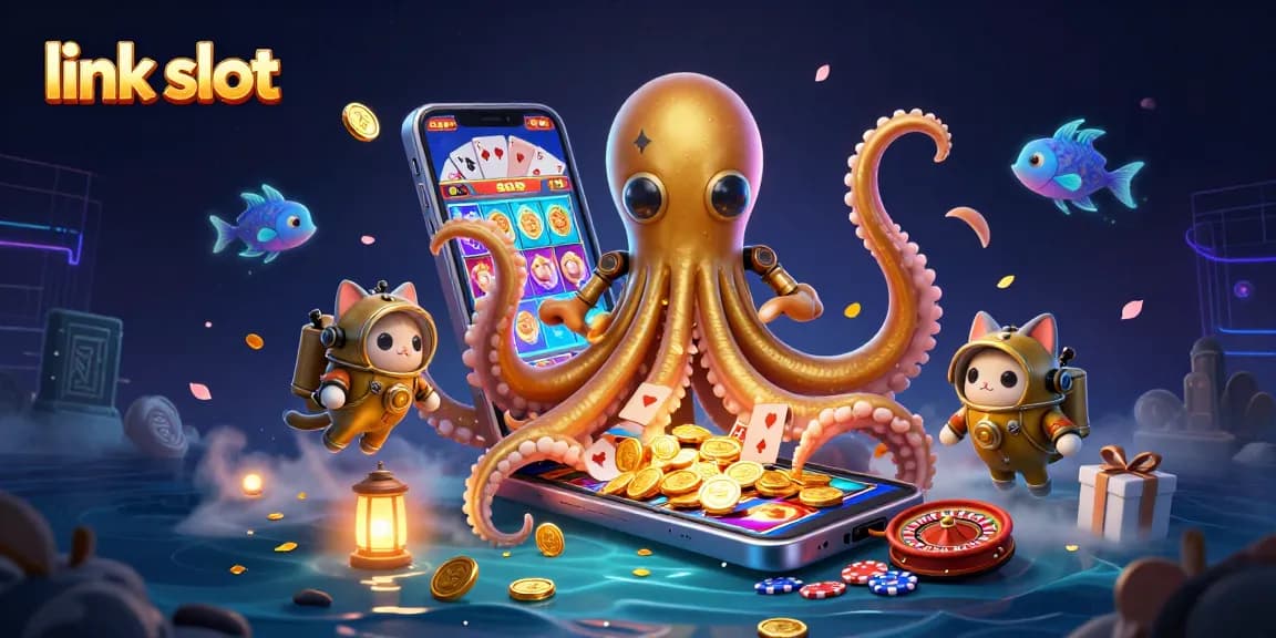 Play exciting link slot games with thrilling visuals featuring bioluminescent sea creatures and dynamic gameplay elements.