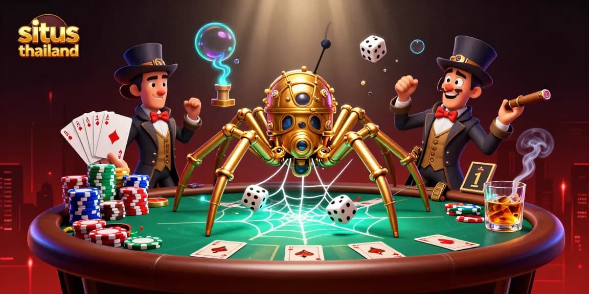 Win big at situs thailand with a captivating 3D steampunk scene full of excitement and casino elements.