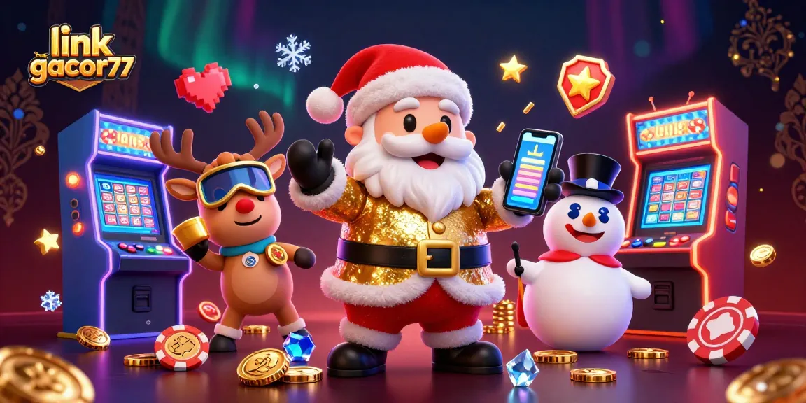 Menangkan permainan saat bermain di link gacor77 dengan desain kasino 3D yang menampilkan Santa Claus dan karakter menarik lainnya.