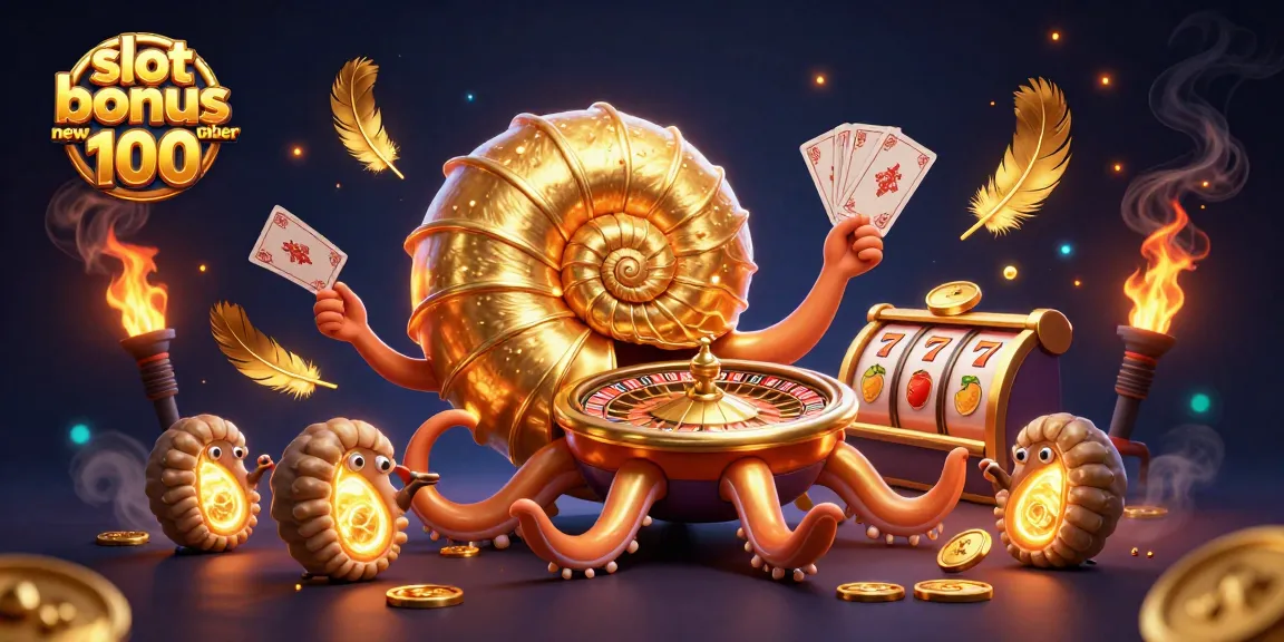 Experience the excitement of the slot bonus new member 100 with vibrant casino action and golden elements.