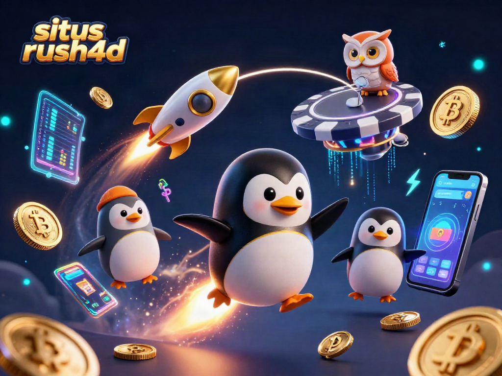 Menghadapi tantangan di situs rush4d, penguin emas terbang menuju stasiun kasino luar angkasa.