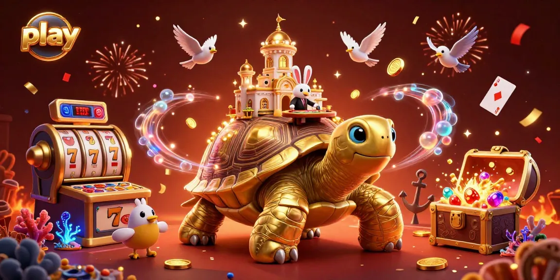 Join the fun and play iwin with vibrant slots and a lively golden tortoise setting!