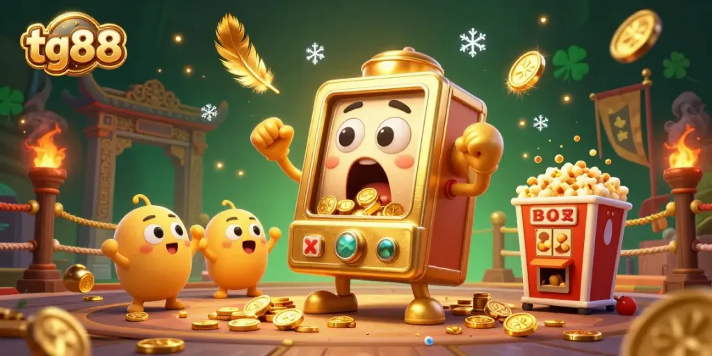 Experience the excitement of tg88 as slot machines celebrate jackpots with coins overflowing in a dynamic casino scene.
