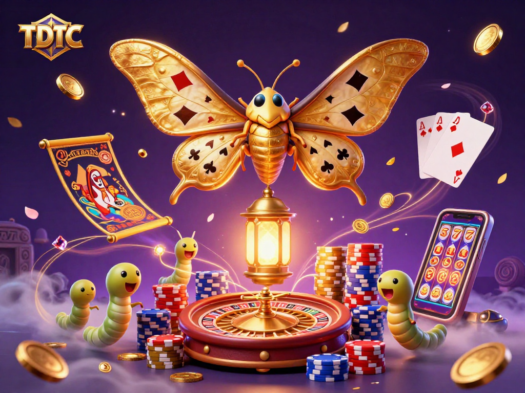 Win big with TDTC as golden coins and vibrant casino elements create an enchanting gaming scene.