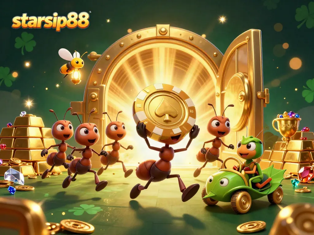 Join the starsip88 heist with ants, golden poker chips, and glimmering treasures!