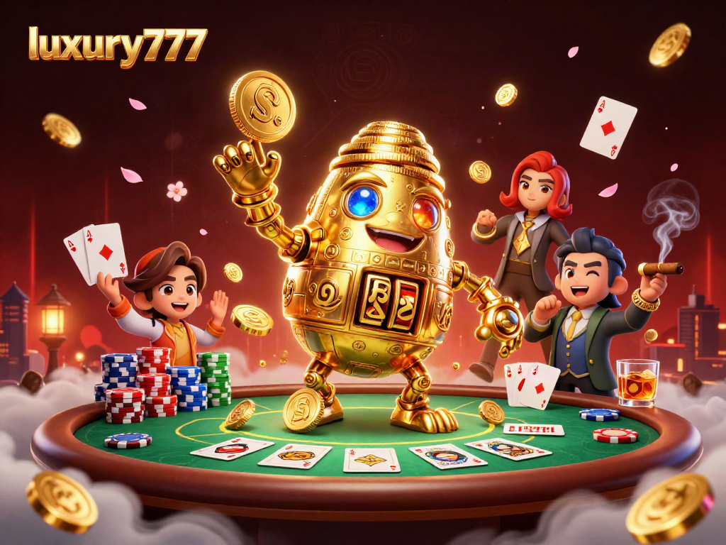 Raih kemenangan dengan luxury777 dalam aula kasino yang glamor penuh dengan koin emas dan meja poker.