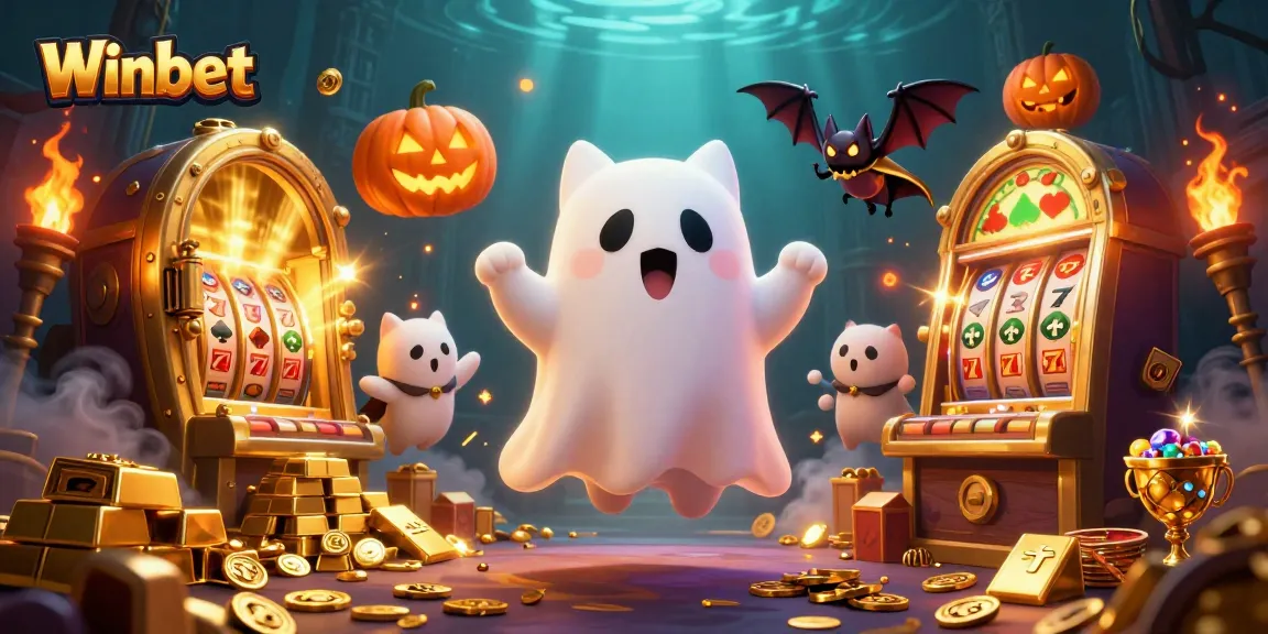 Experience the thrill of Winbet gaming in a vibrant haunted casino scene.