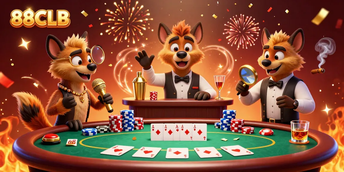 Experience the vibrant 88CLB casino scene with hyenas in action, mixing drinks and performing live.