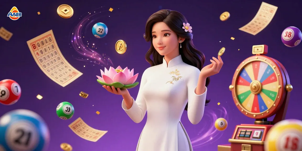 Experience the excitement of AA88 BET with vibrant lottery elements and an elegant casino woman.