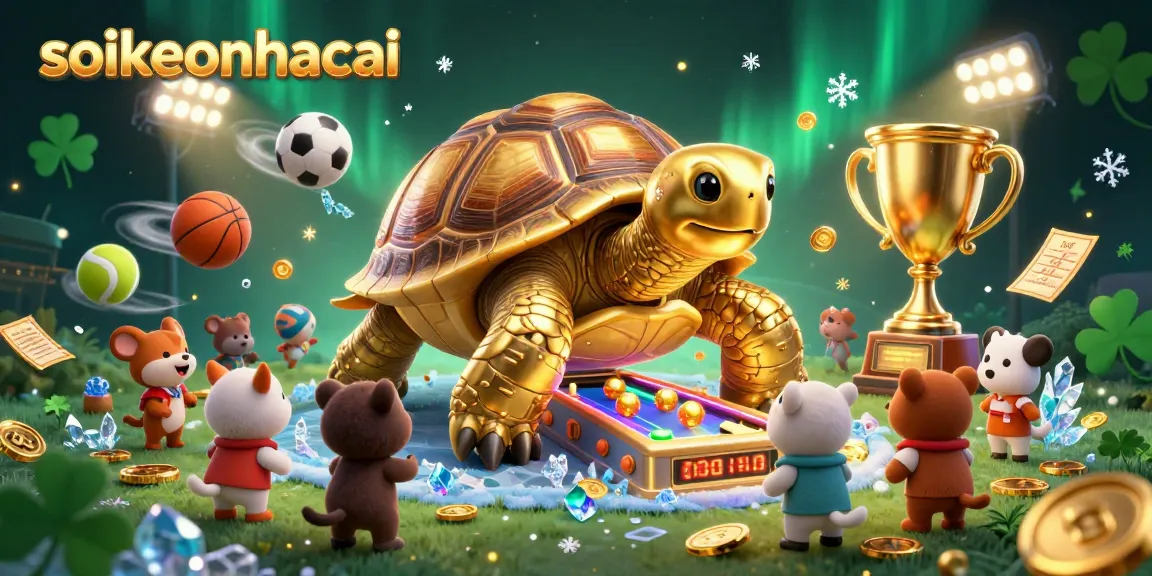 Engage in thrilling sports betting with soikeonhacai on a lively 3D illustration filled with dynamic sports elements and excitement.
