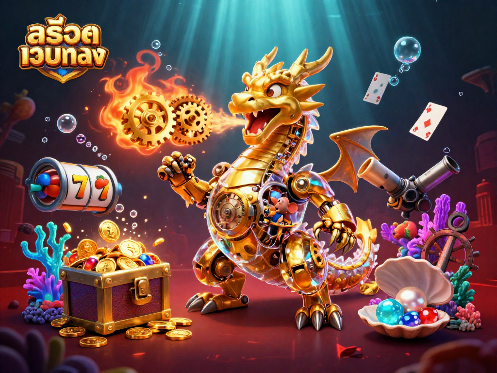 Engage with สล็อตเว็บตรง gameplay featuring dynamic slot elements and vibrant treasures in a vibrant underwater scene.