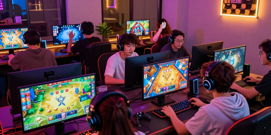Players engaging in thrilling gamebaidoithuong experiences in a vibrant gaming lounge.