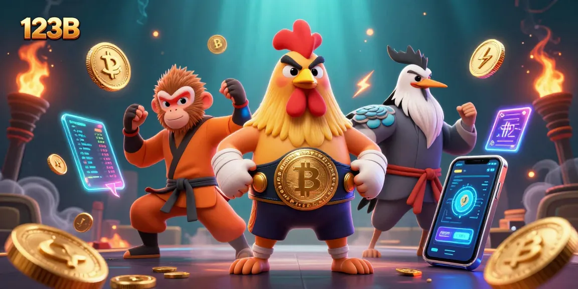 Experience immersive gambling action with 123B featuring vibrant characters and crypto elements.