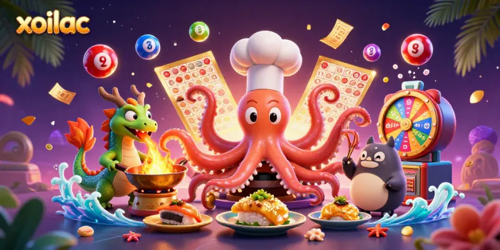Xoilac offers an exciting gaming experience with vibrant characters and dynamic lottery elements.