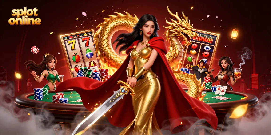 Experience thrilling slot online excitement with vivid symbols and dramatic characters in this 3D illustration.