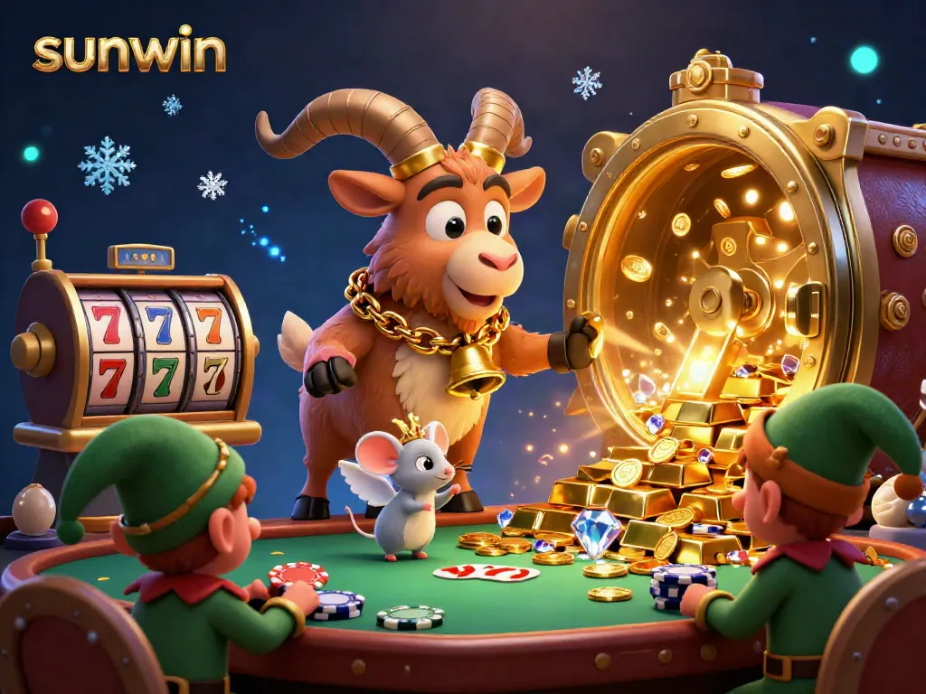 Experience vibrant gameplay at sunwin with Krampus in a festive casino scene showcasing exciting game elements.
