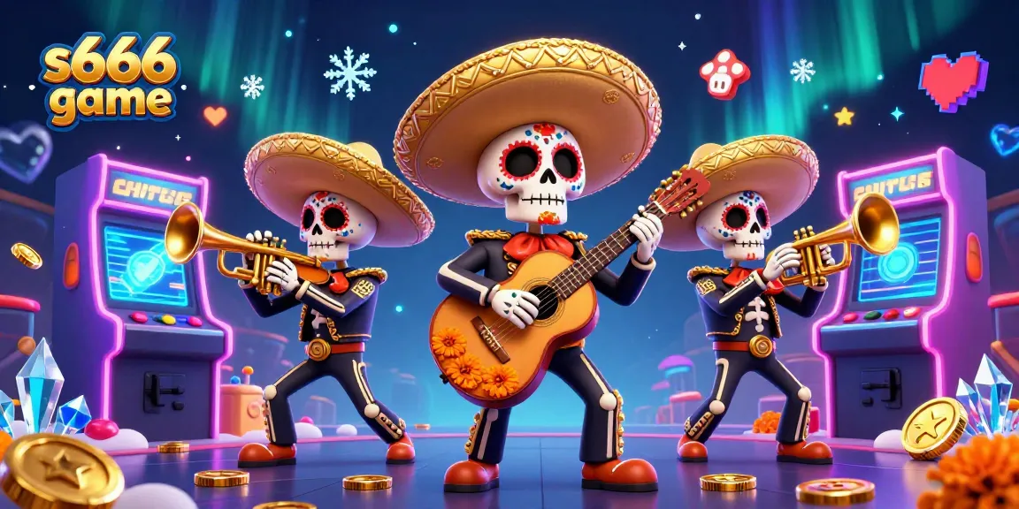 Join the excitement of s666 game surrounded by vibrant arcade elements and a lively mariachi band.