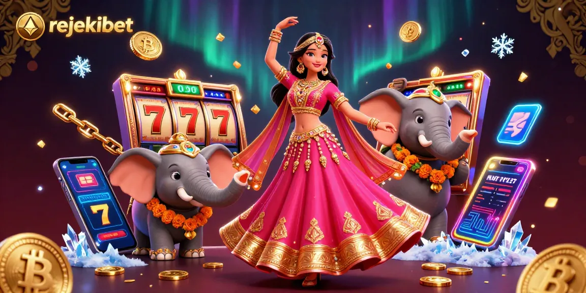 Play exciting slots with rejekibet featuring vibrant characters and crypto elements in a dynamic scene.