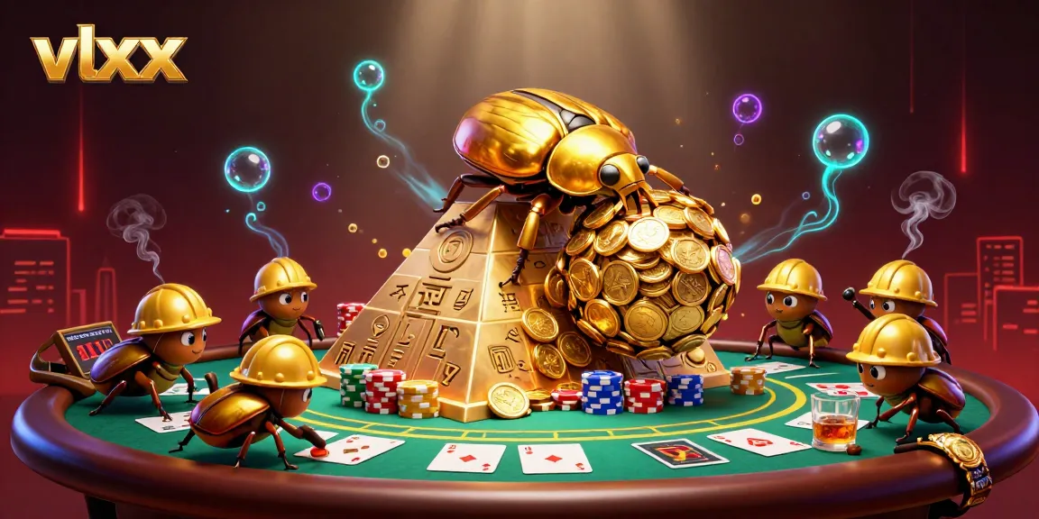 vlxx brings excitement with a golden dung beetle scene highlighting poker elements and vibrant casino action