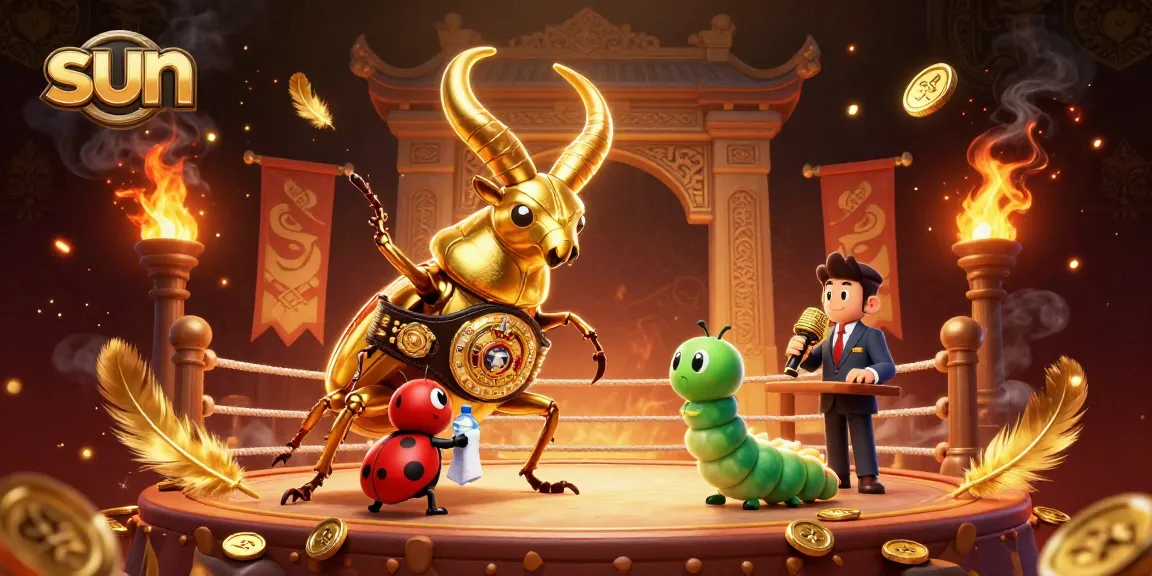 Engaging sun-themed casino scene with a giant stag beetle and action-packed betting elements.