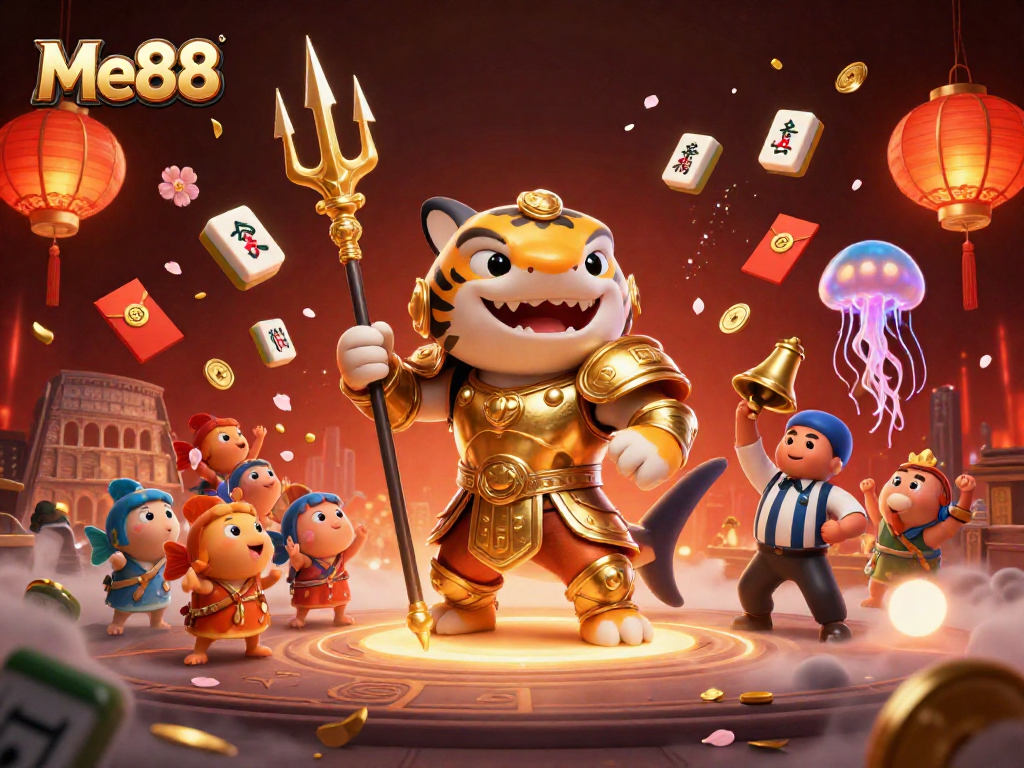 Engage in thrilling gameplay with Me88, revealed in an intricate 3D underwater casino scene.