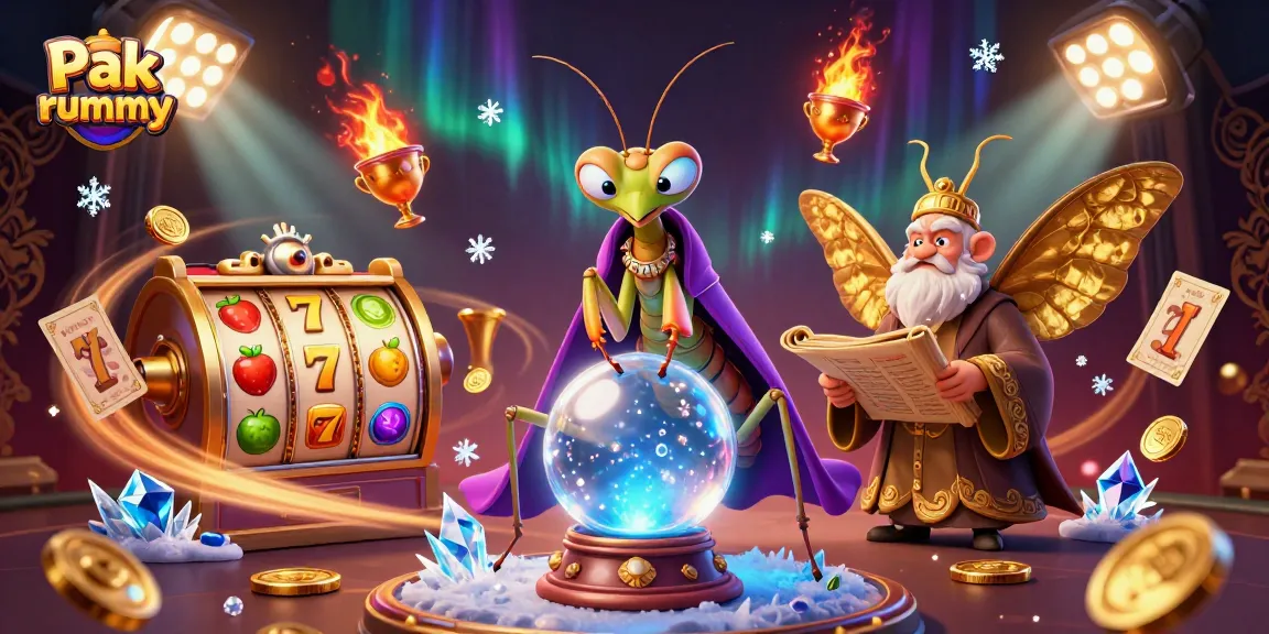 Play Pak rummy with dynamic slot elements and mystical characters in a vibrant casino scene.