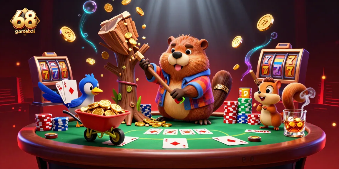 Engage in thrilling moments at 68gamebai with vibrant poker scenes and cartoon characters.
