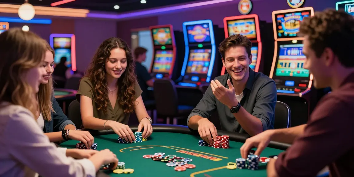 Engaged group of friends enjoying poker at a vibrant casino, showcasing ทางเข้าfun88 ล่าสุด ไม่โดนบล็อก in an exciting atmosphere.