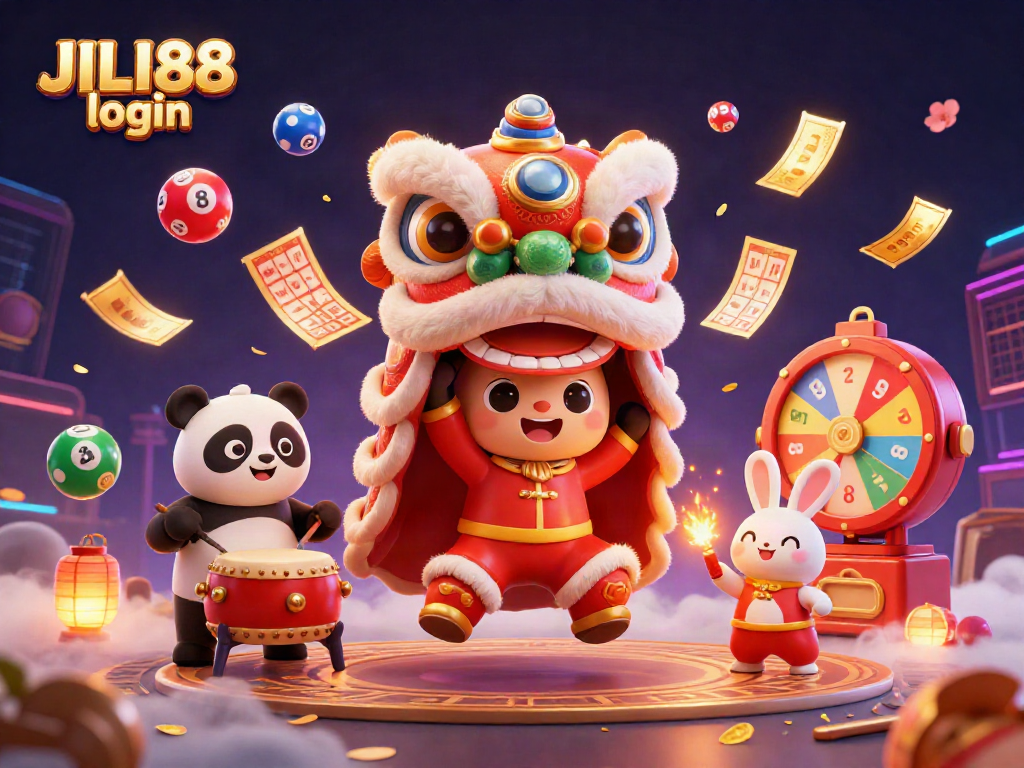 Experience the excitement of JILI88 login with dynamic characters in a vibrant, casino-themed scene.