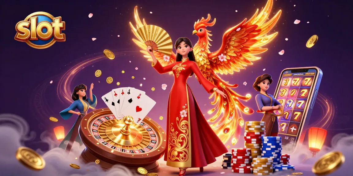 Rasakan aksi slot yang mendebarkan dengan ilustrasi 3D yang cerah dari seorang wanita dan phoenix di tengah elemen kasino.
