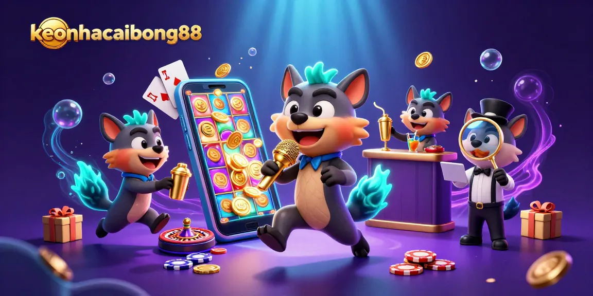 Experience the vibrant atmosphere of keonhacaibong88 with dancing hyenas in a lively casino club scene.