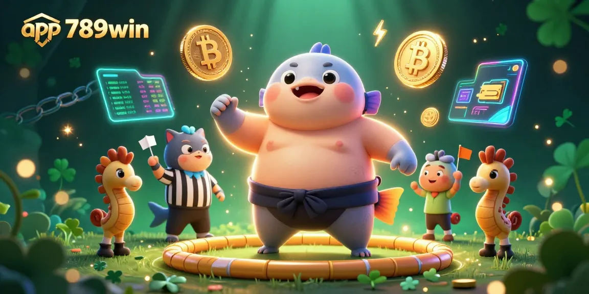 Join the action in app 789win, where a giant fugu takes center stage in a vibrant casino-themed underwater scene.