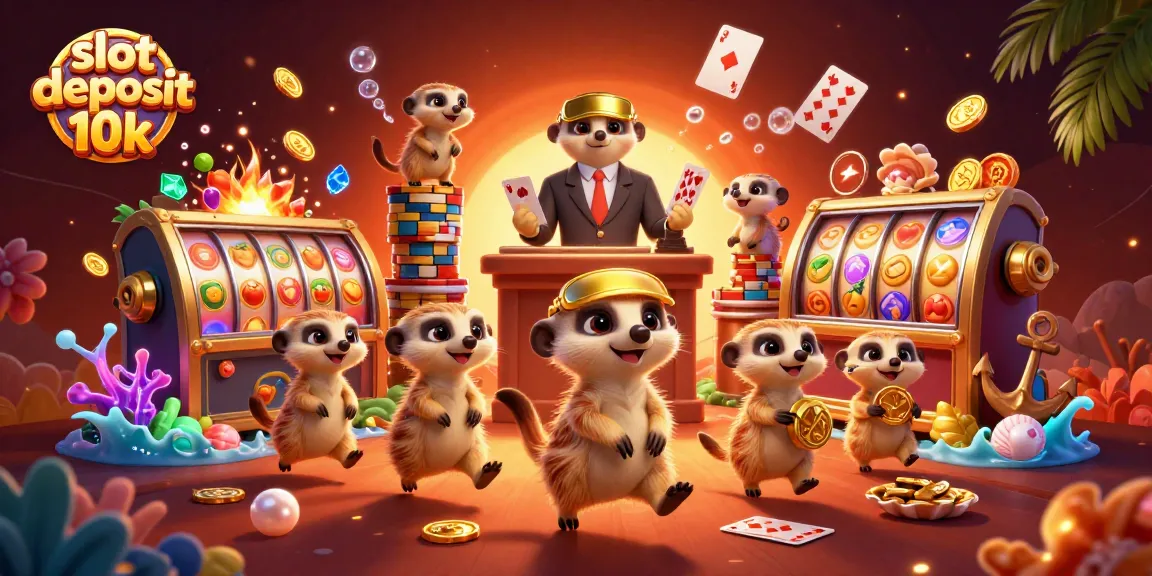 Spin to win with slot deposit 10k in an exciting meerkat casino illustration.