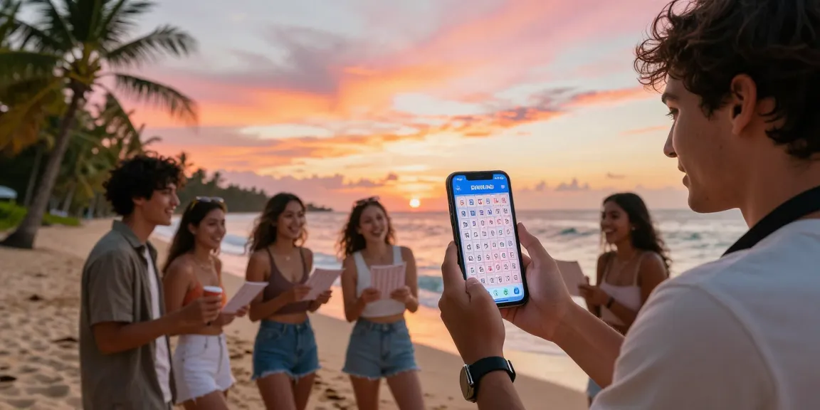 Pengguna DIANA4D berbagi prediksi di pantai sambil menikmati sunset.