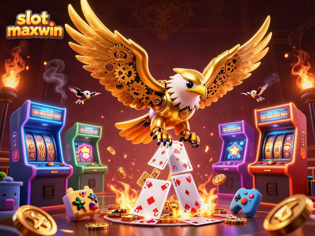 Gambarkan pengalaman slot maxwin dengan elang emas cybernetic di kasino digital yang menakjubkan.