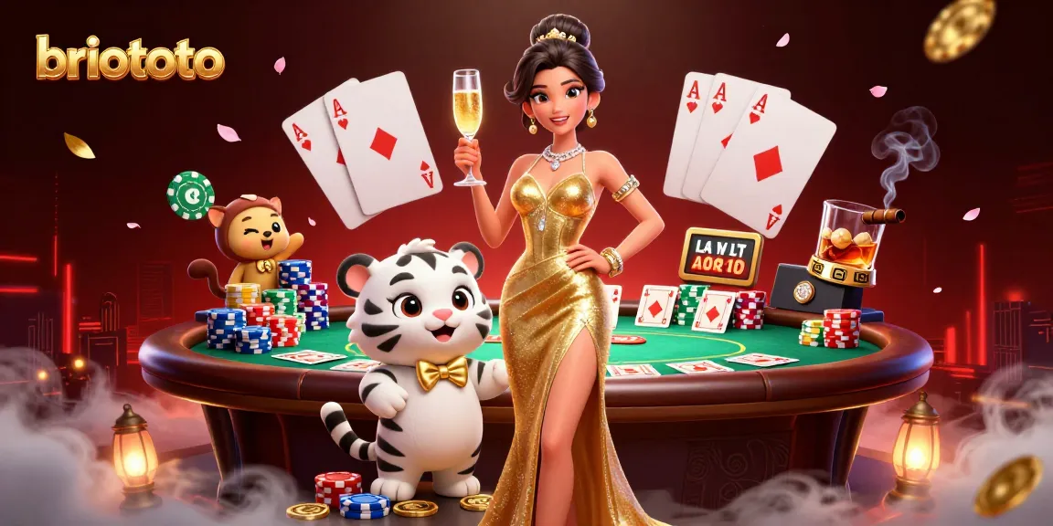 Briototo showcases vibrant gambling excitement with a glamorous woman and a lucky tiger cub.