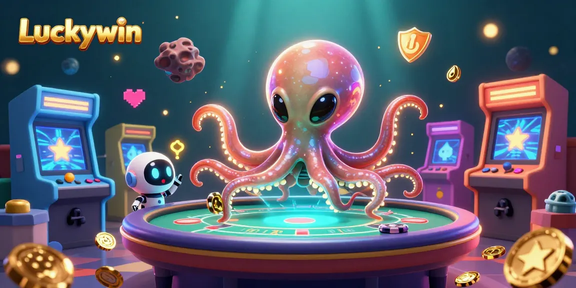 Experience winning thrills at Luckywin with an exciting cosmic-themed casino scene highlighting alien characters.