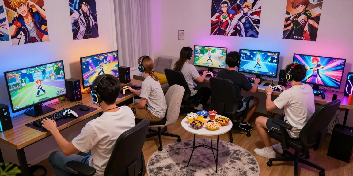 Players enjoying an engaging gay ecchi game in a vibrant gaming setup.