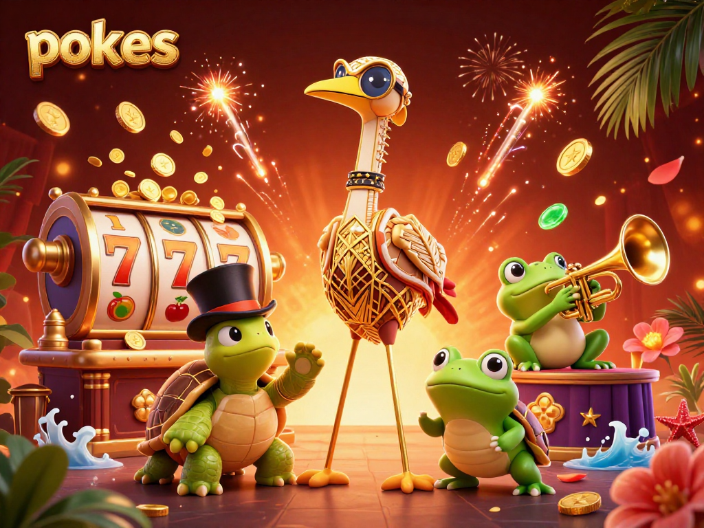 Engage with exciting pokies action featuring lively characters in a vibrant 3D casino setting.