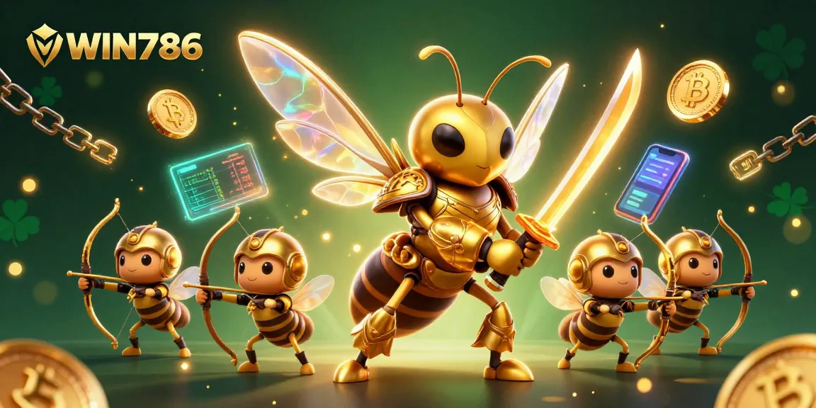 WIN786 offers exclusive and immersive casino gaming with vibrant golden elements and character action.