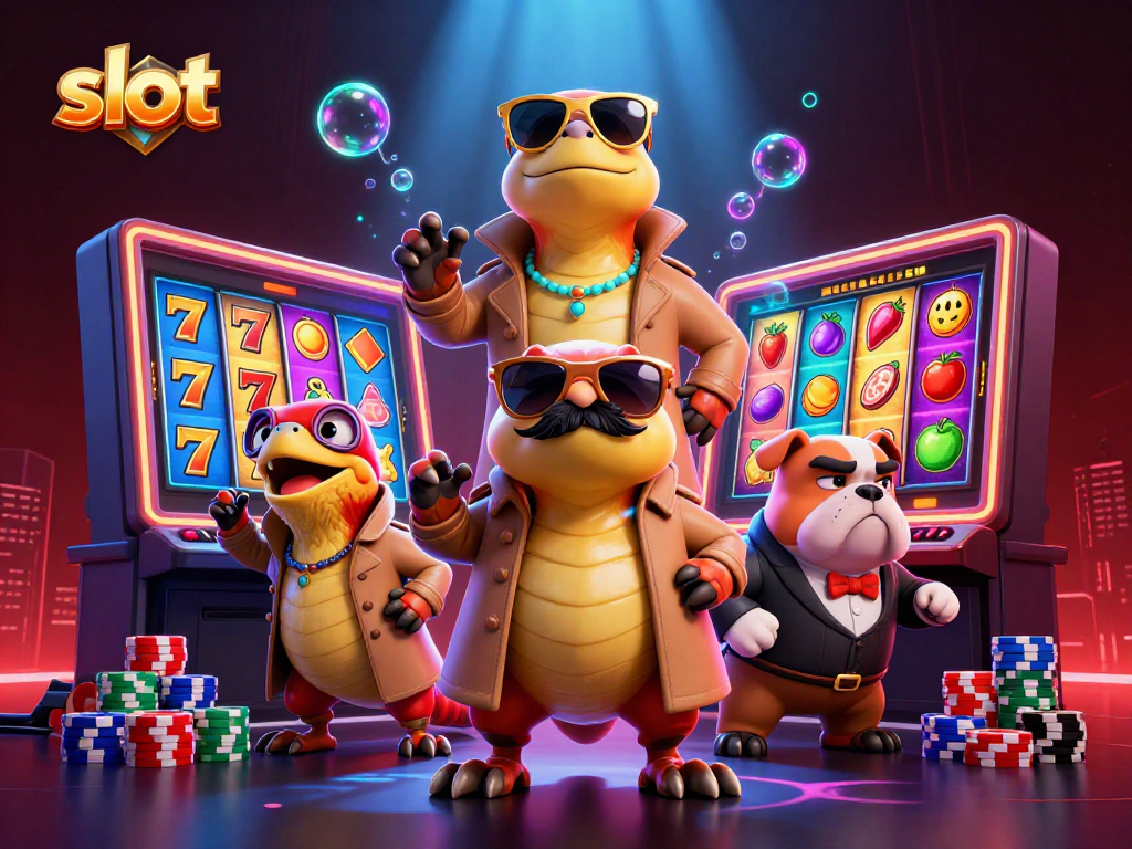 Spin and win at the slot gaming lounge featuring three raptors in disguise.