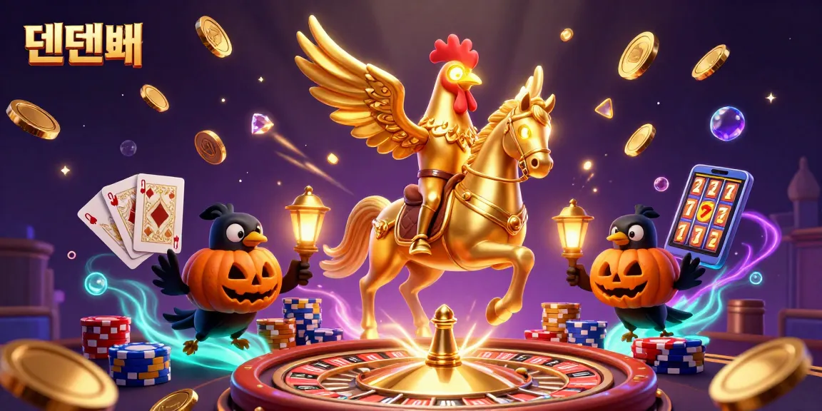 Experience the extravagance of 텐텐벳 with a golden rooster in a dynamic casino scene.