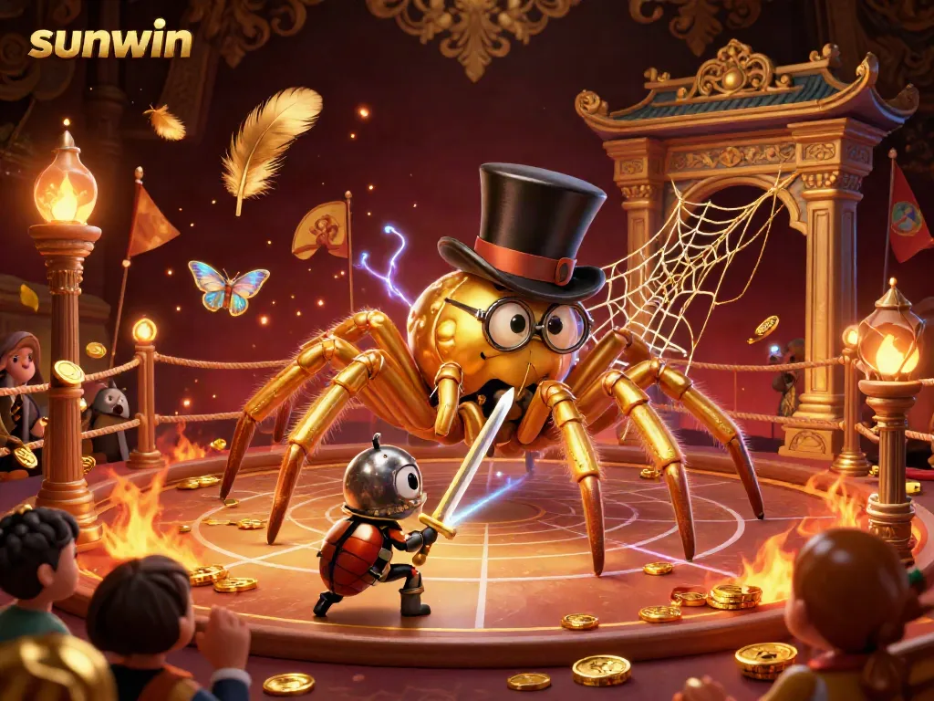 Experience the vibrant energy of sunwin's casino realm with dynamic characters and golden rewards.