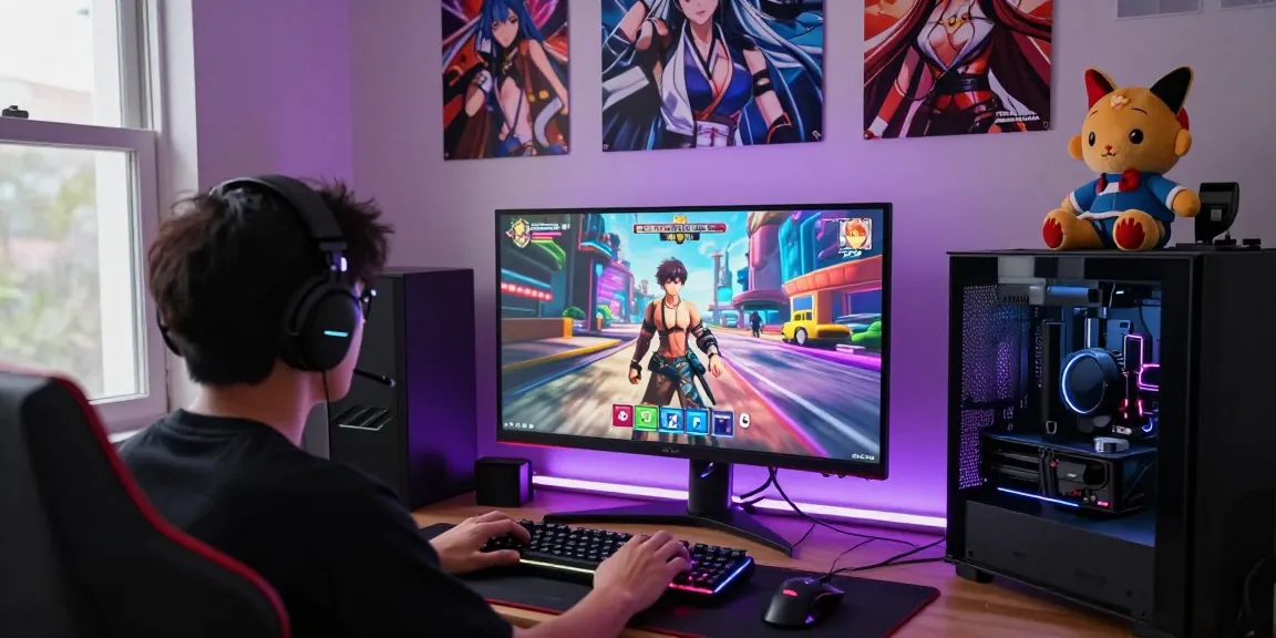 Engaged player experiencing dynamic hentai games in a vibrant gaming setup.