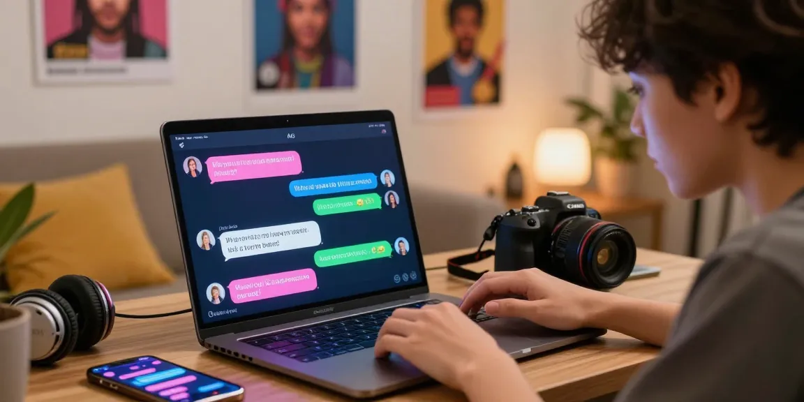 Interactive nsfw ai chat experience with a user engaging a chatbot in a stylish room.