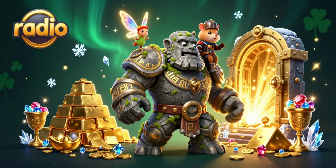 Engage with radio games as the magic unfolds in this 3D casino adventure illustration.