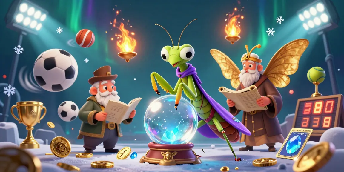 Engage with the whimsical world of Indianiamerica as a praying mantis fortune teller unveils fortunes with mysterious elements.